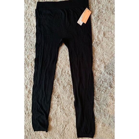 NEW NWT THIRD LOVE BLACK TEXTURED SEAMLESS COMPRESSION LEGGINGS TIGHTS layering - Picture 1 of 4